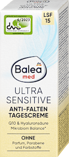 Denný pleťový krém proti vráskam Ultra Sensitive s OF15 Balea med