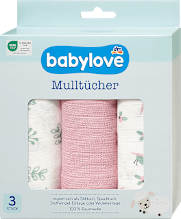 Mulltücher rosa/weiß babylove