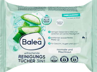 Osvežavajuće maramice za čišćenje lica, aloe vera, 3 u 1 Balea