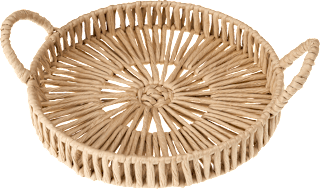 Tablett mit Henkeln aus Bast, rund (32 cm) Dekorieren & Einrichten