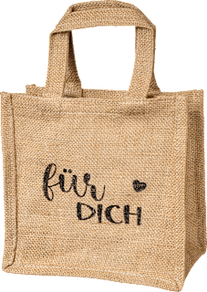 Jutetasche "für DICH" mit Henkel, braun/schwarz BOLTZE