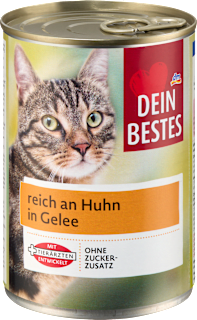 Nassfutter Katze reich an Huhn in Gelee Dein Bestes