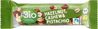 Barretta vegana bio con nocciole, pistacchi, anacardi e cioccolato dmBio