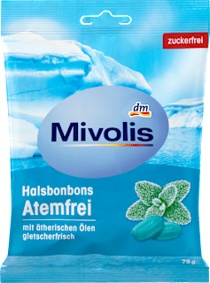 Torokcukorka „Atemfrei”, mentával és mentollal, édesítőszerekkel Mivolis