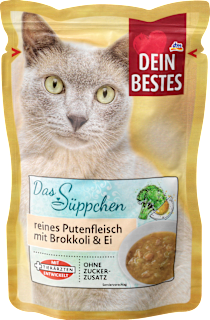 Nassfutter Katze Suppe mit Pute, Brokkoli & Ei, das Süppchen Dein Bestes
