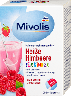 Kindergetränk, Heiße Himbeere (20 Sticks), ab 7 Jahren  Mivolis