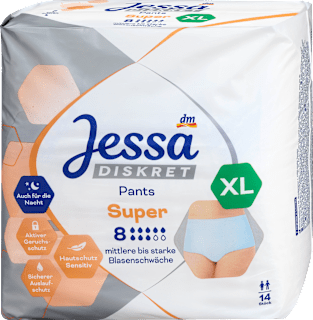 Mobilne neprepustne hlačke Super, velikost XL, za srednjo do težko inkontinenco Jessa DISKRET