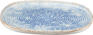 Servierplatte aus Keramik, blau/weiß (33x24 cm), 1 St