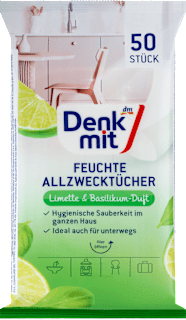 Salviette umidificate multiuso al profumo di lime e basilico Denkmit