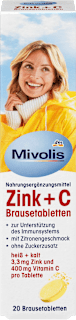 Šumeće tablete cink + vitamin C s okusom limuna Mivolis