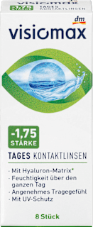 Soczewki kontaktowe jednodniowe, moc: -1,75 VISIOMAX