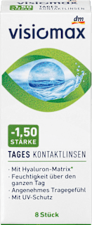 Soczewki kontaktowe jednodniowe, moc: -1,50 VISIOMAX