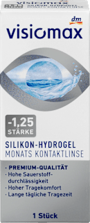 Soczewka kontaktowa miesięczna Silikon-Hydrogel, moc: - 1,25 VISIOMAX