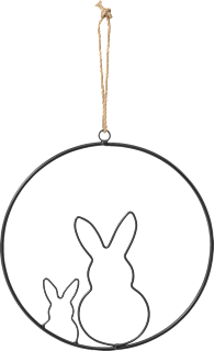 Metallring mit zwei Hasen zum Aufhängen, schwarz Dekorieren & Einrichten