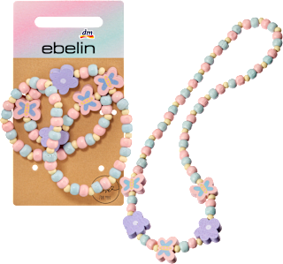 Halskette Holzperlen Blume & Schmetterling ebelin