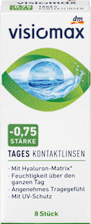 Soczewki kontaktowe jednodniowe, moc: -0,75 VISIOMAX