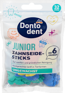 Стикове с конец за зъби без восък Junior, 6+г Dontodent