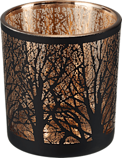 Kerzenhalter aus Glas, Bäume, schwarz-rosé Dekorieren & Einrichten
