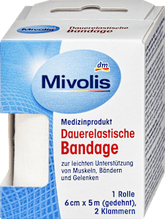 Dauerelastische Bandage, 6 cm x 5 m (gedehnt), 1 Rolle Mivolis
