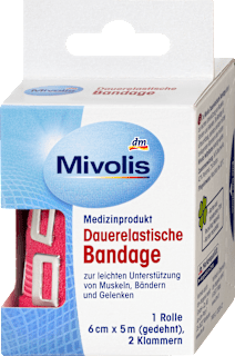 Dauerelastische Bandage, 6 cm x 5 m (gedehnt), 1 Rolle Mivolis
