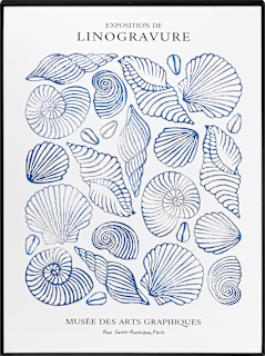 Wandbild "Muscheln", blau/weiß (40x30x2,5 cm), 1 St