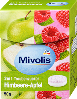 hroznový cukr 2 v 1 s příchutí maliny a jablka Mivolis
