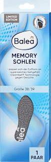 Memorijski ulošci za cipele - sivi, veličina: 38/39, 1 par Balea