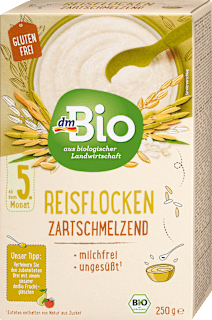 Getreidebrei Reisflocken zartschmelzend ab dem 5. Monat dmBio