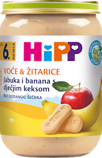 EKO kašica za bebe – keks, jabuka i banana, 6+ mj. HiPP