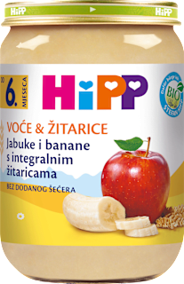 EKO kašica za bebe – banana, jabuka i integralne žitarice, 6 + mj. HiPP