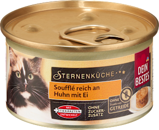 Nassfutter Katze Soufflé reich an Huhn mit Ei Dein Bestes