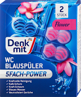 WC-tisztító és -illatosító rúd Flower Splash, kék vízszínezővel Denkmit