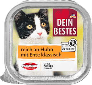 Nassfutter Katze reich an Huhn mit Ente klassisch Dein Bestes