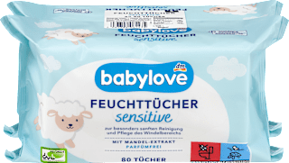 Nedves törlőkendő szenzitív, mandulakivonattal 2X80db babylove