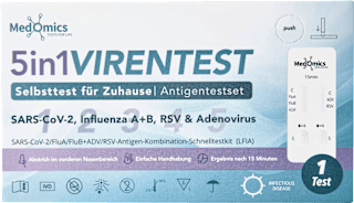 5in1 Virentest Selbsttest SARS-CoV-2, Influenza A/B, RSV & Adenovirus Medomics