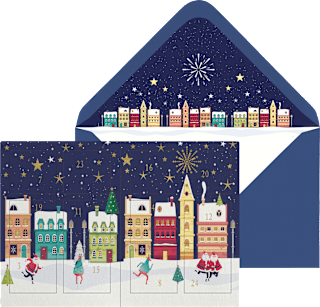 Grußkarte Weihnachten Adventskalenderkarte Stadt CACTUS