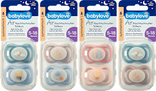 Éjszakai nyugtató cumi Air, szimmetrikus, 2-es méret 5-18 hónap, sterilizálódobozzal babylove