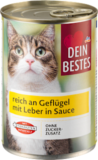 Katzenfutter reich an Geflügel mit Leber in Sauce Dein Bestes