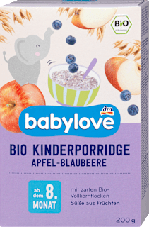 bio ovesná kaše s příchutí jablka a borůvek babylove