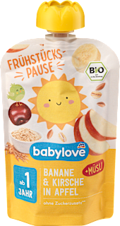 Quetschie Frühstückspause Banane & Kirsche in Apfel mit Müsli ab 1 Jahr babylove