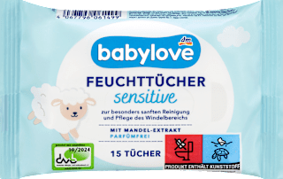 Szenzitív nedves törlőkendő mandulakivonattal babylove