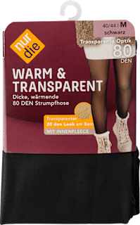 Strumpfhose warm & transparent schwarz Gr. M, 80 DEN nur die