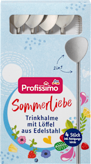 Sommerliebe Trinkhalme mit Löffel aus Edelstahl Profissimo