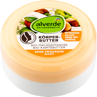 Körperbutter Bio-Macadamianuss Bio-Karitèbutter Reisegröße alverde NATURKOSMETIK