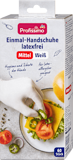 Egyszerhasználatos latexmentes kesztyű, fehér, közepes méretű Profissimo