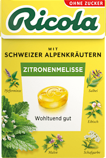 Bonbons Schweizer Alpenkräuter Zitronenmelisse zuckerfrei Ricola