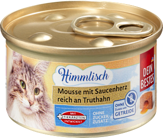 Nassfutter Katze Himmlisch Mousse mit Saucenherz reich an Truthahn  Dein Bestes