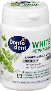 Žvečilni gumiji brez sladkorja z aromo poprove mete WHITE PEPPERMINT Dontodent