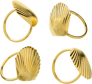 Serviettenring aus Metall "Muschel", gold (5x4 cm), 4 St
