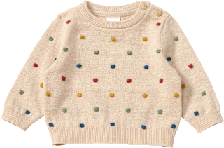 Pullover mit Noppen-Muster & Holzknöpfen, beige, Gr. 86 ALANA